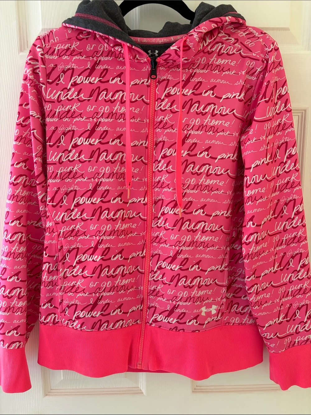 Pink Under Armour Script Zip-Up Hoodie